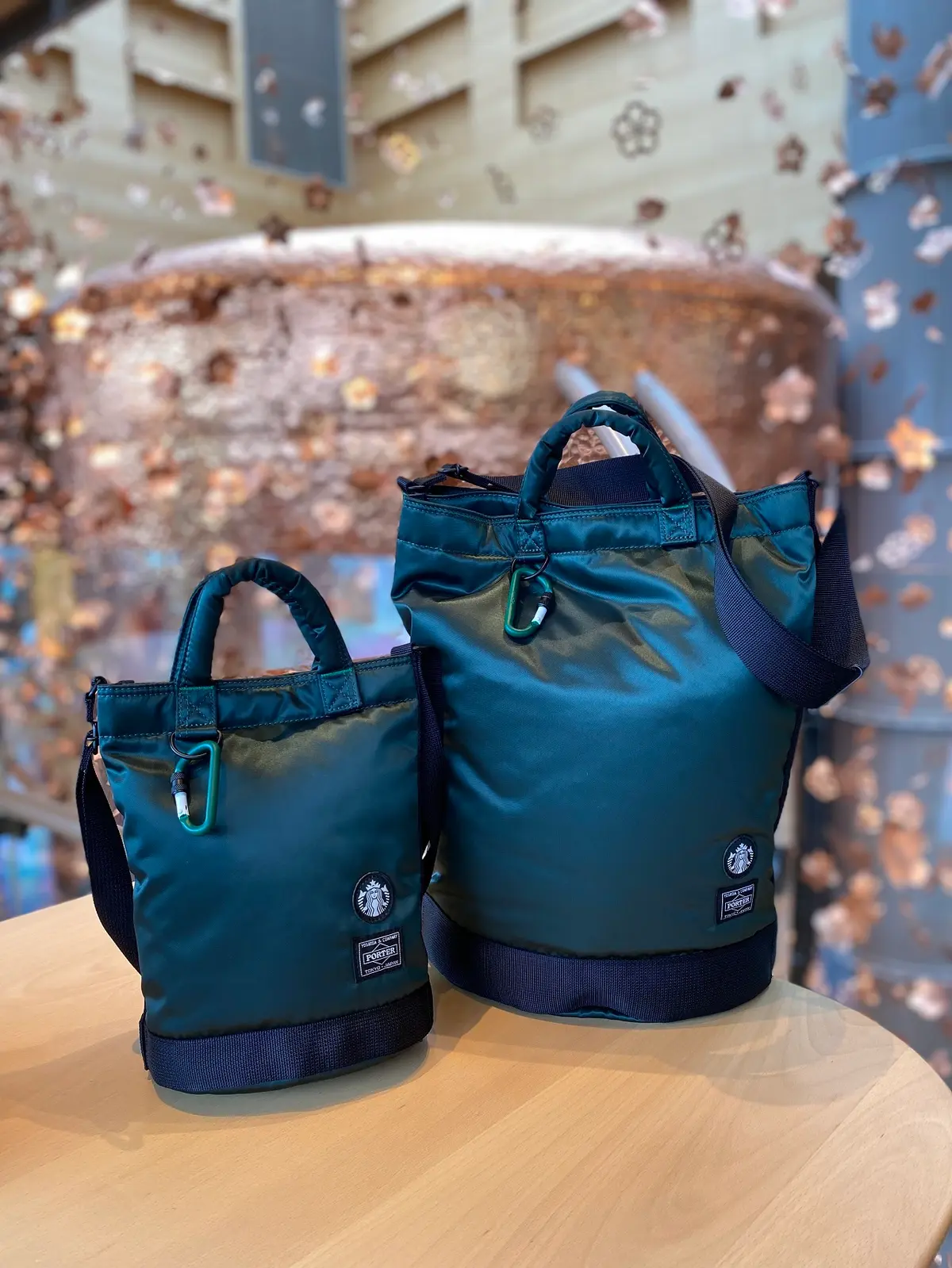 STARBUCKS x PORTER ドラムバッグ L ダークグリーン-