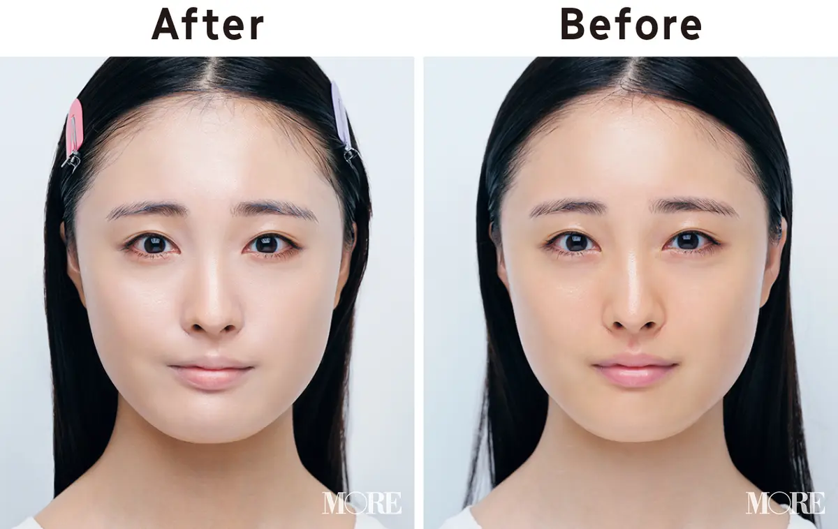 小顔ベースメイクのビフォーアフター