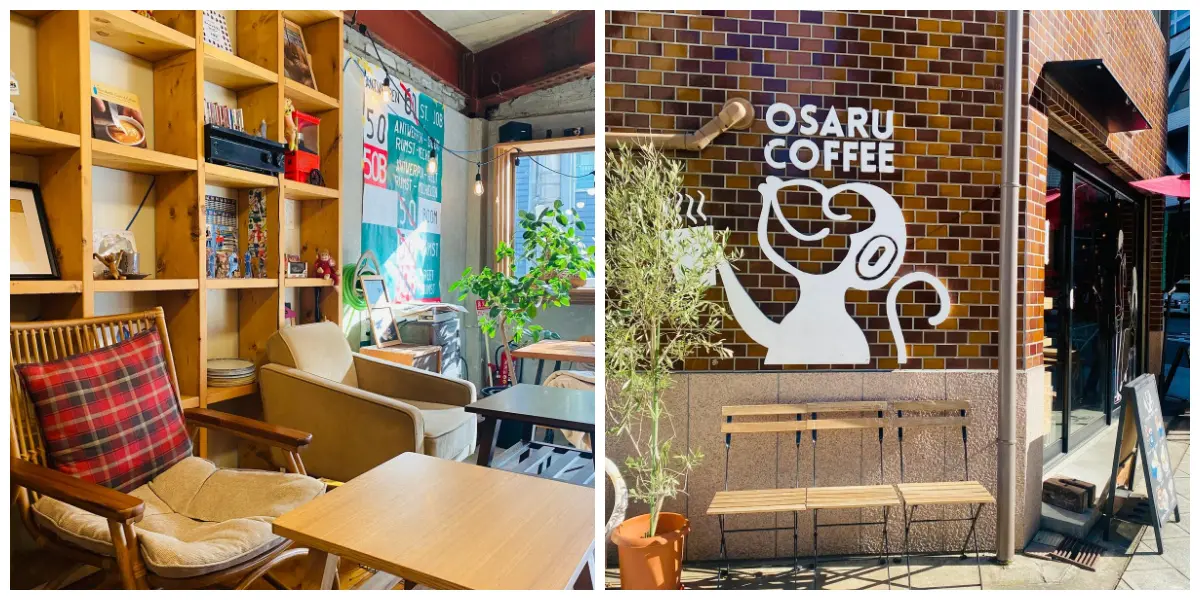 大阪・難波のカフェ『OSARU COFFEE』の店内写真と外観写真