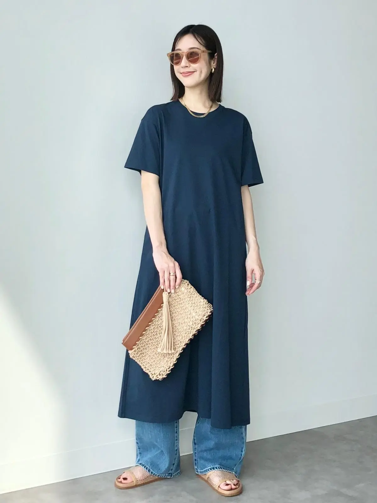 ユニクロ　ワンピースコーデ