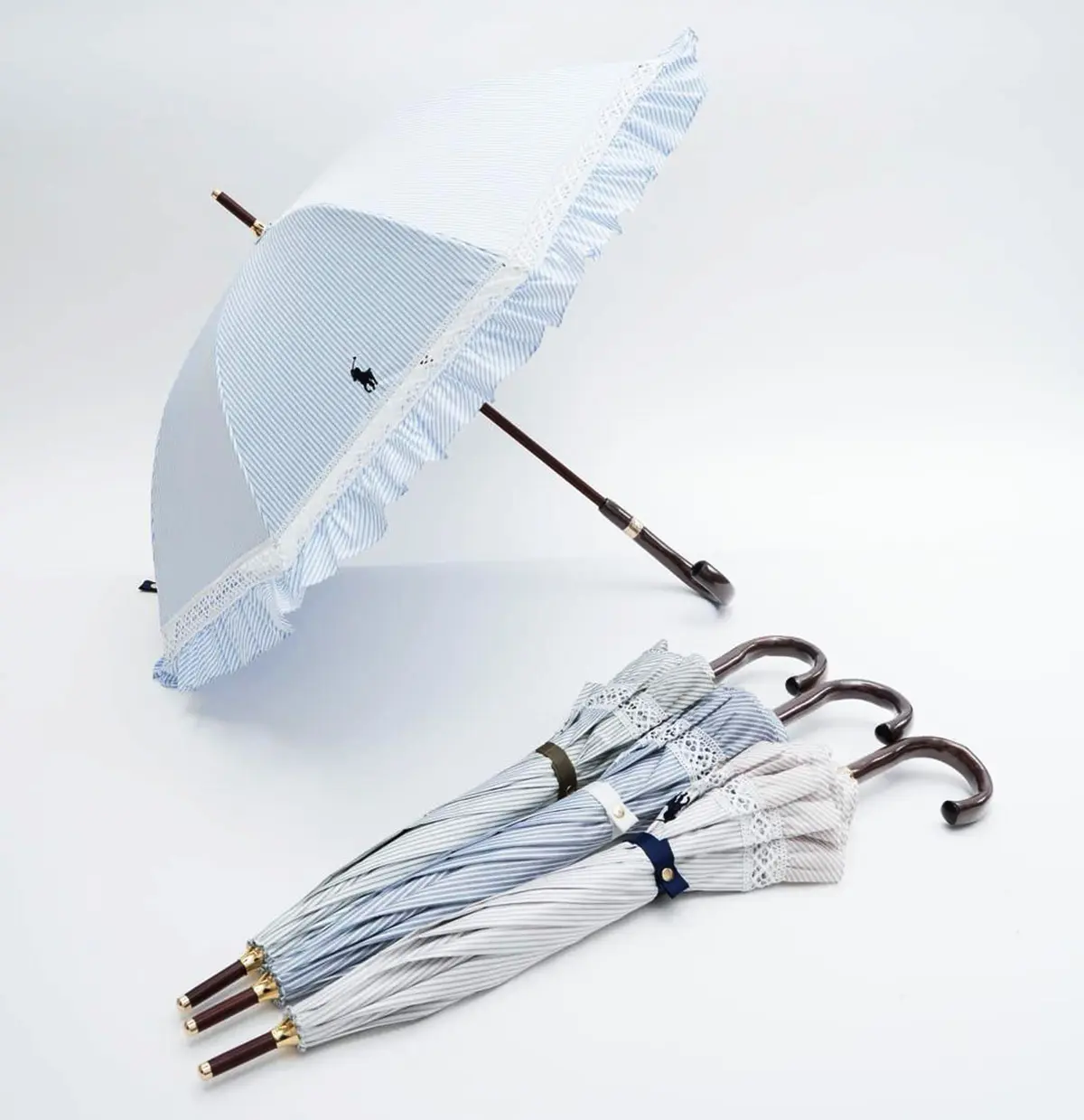 女性におすすめのおしゃれ日傘　ポロ ラルフ ローレン／ストライプフリル