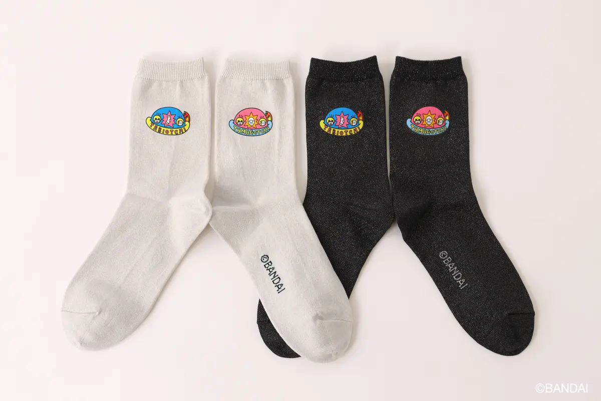 ラメプリントクルーソックス　靴下屋　たまごっち