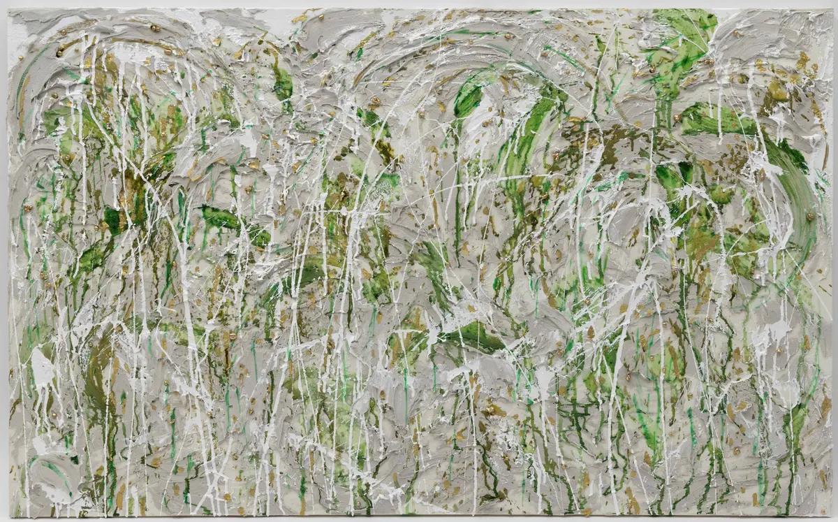 “Easter lily” -2023- 805mm x 1305mm(M60)　Oil, sand and brass on canvas