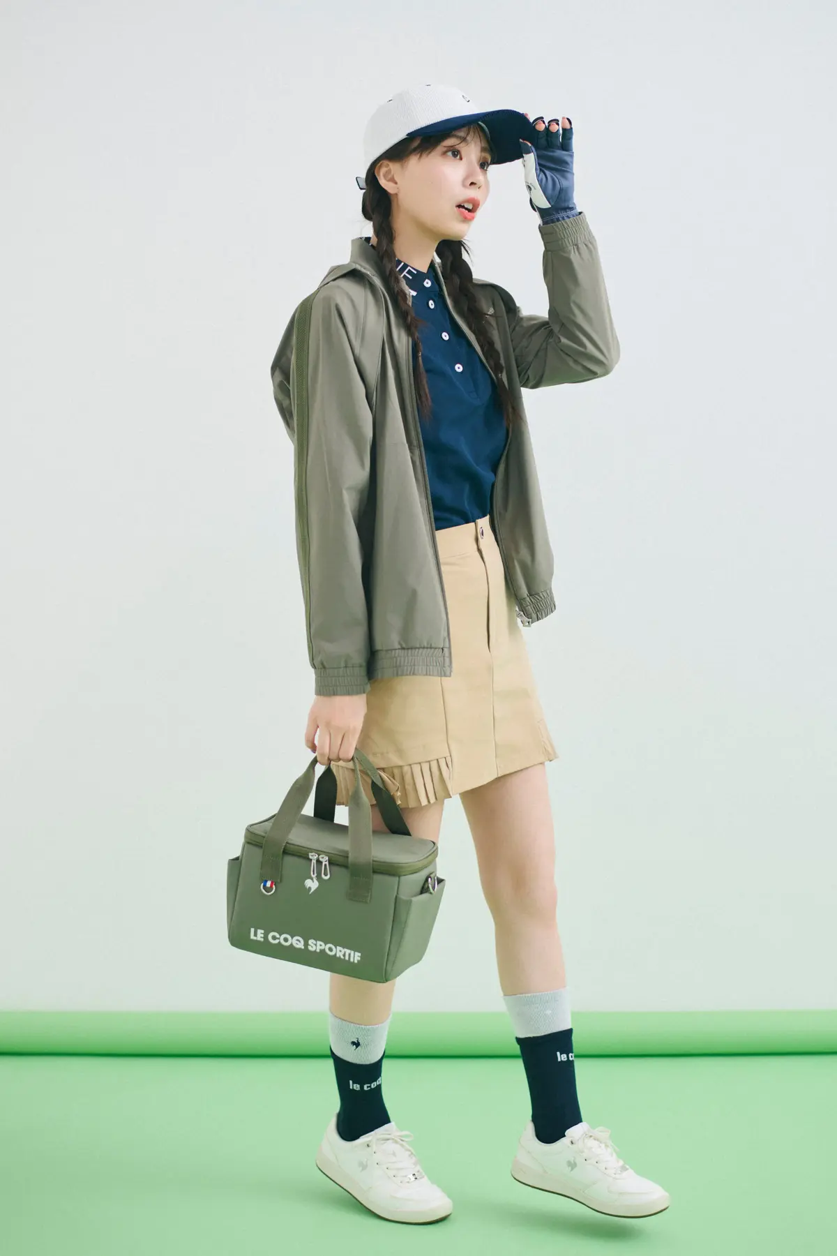 ルコックスポルティフ ゴルフ　全身コーデ