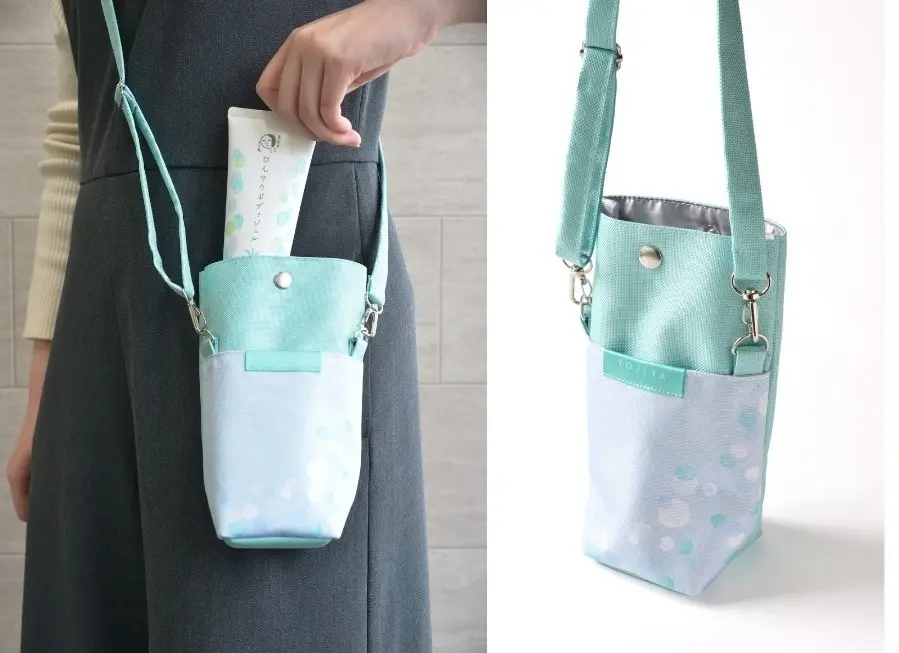 よーじや　ひんやりおでかけサコッシュ　製品画像　使用イメージ画像　2025ひんやりコスメ