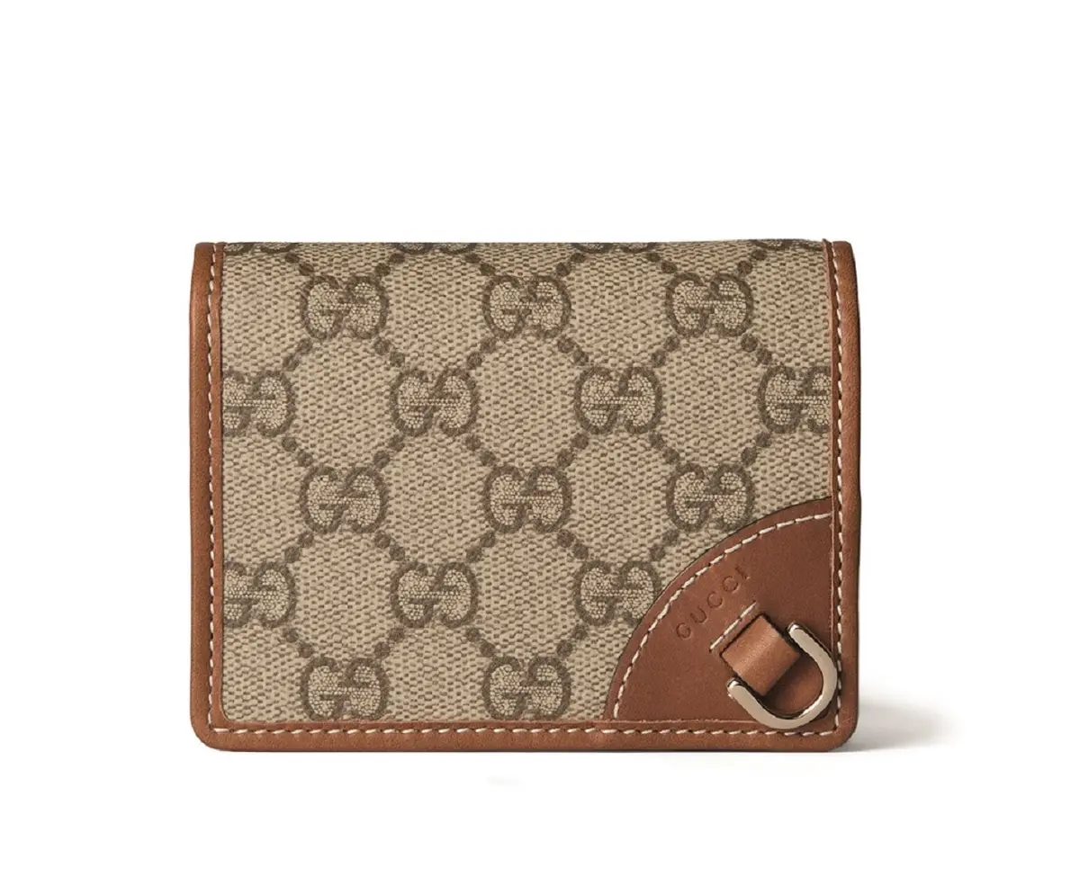 グッチのモノグラム、ブラウン折り財布
