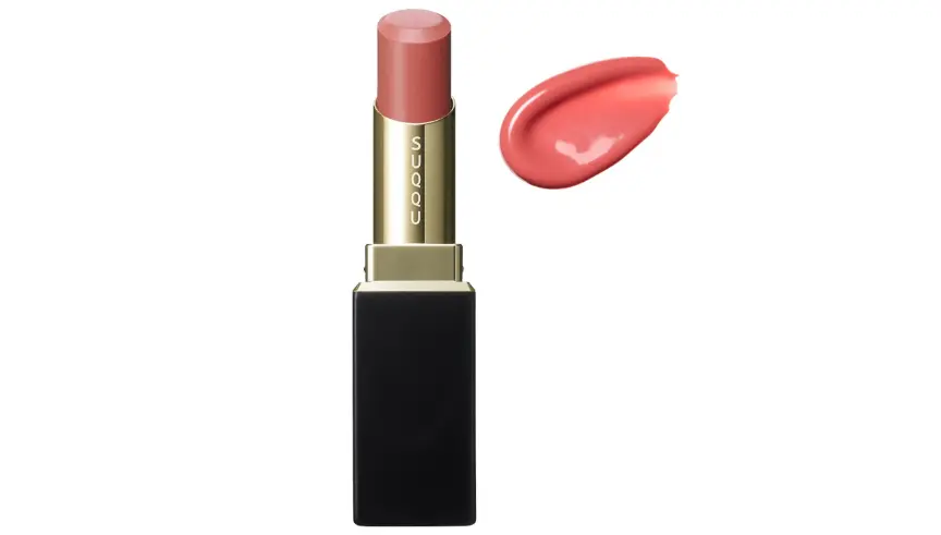 SUQQU（スック） お仕事リップ 2025最新オフィスメイク名品 商品画像 テクスチャー画像 SUQQU モイスチャー グレイズ リップスティック　02 儚咲 - HAKANAZAKI