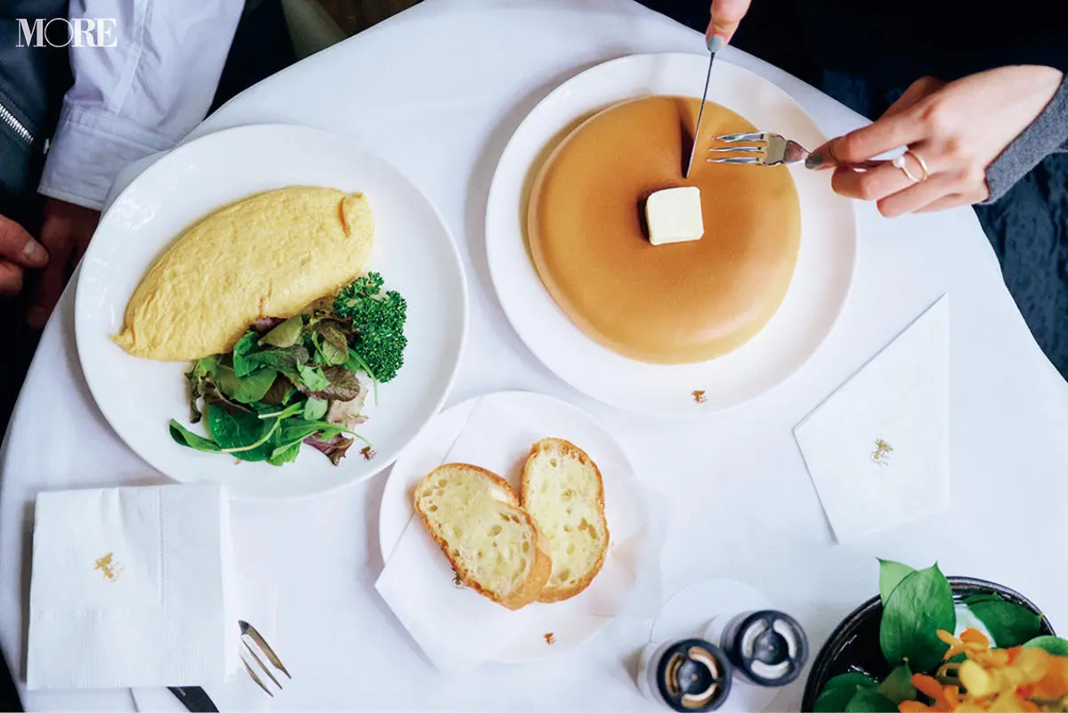 銀座ウエスト 青山ガーデン　ホットケーキ　オムレツ