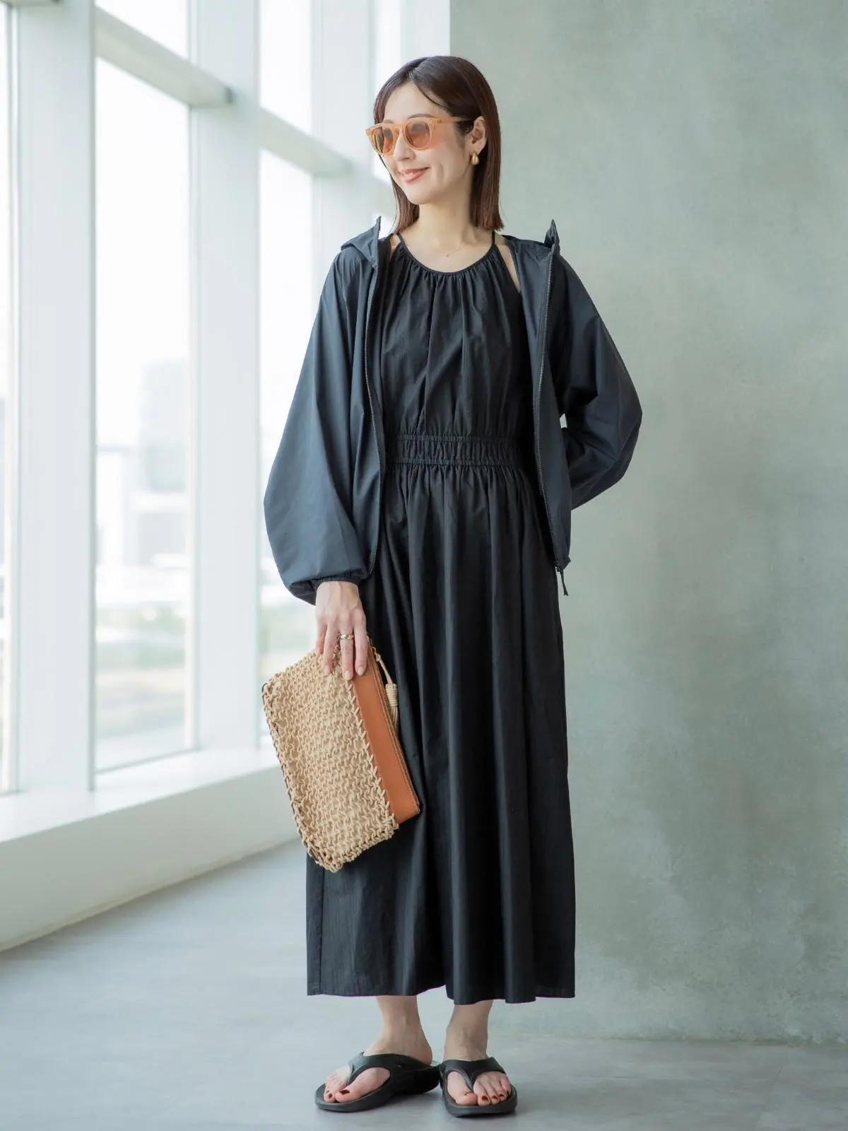 ユニクロ　ドライブコーデ　ワンピース