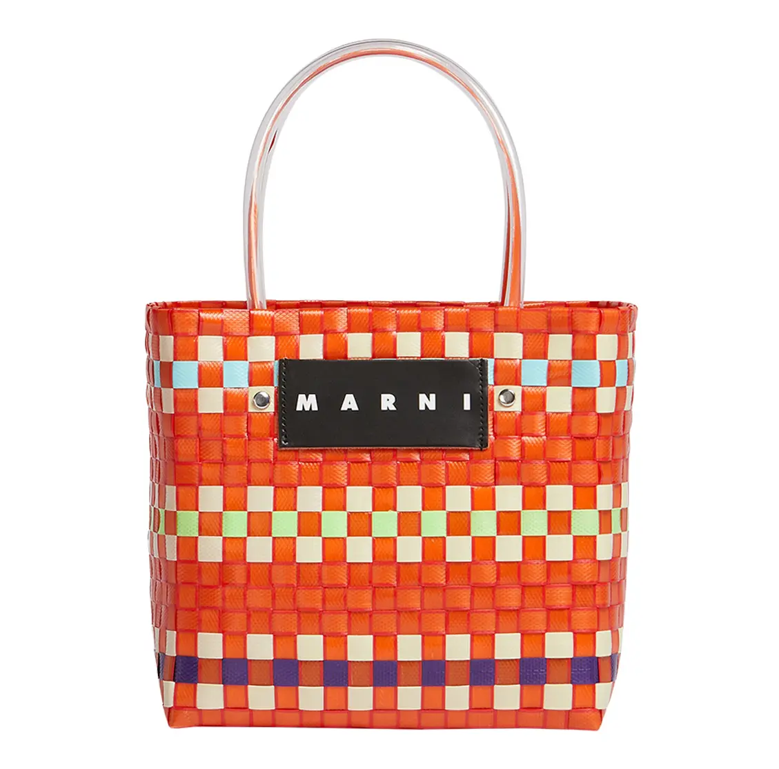 マルニマーケットのフローオレンジのミニバスケットバッグ