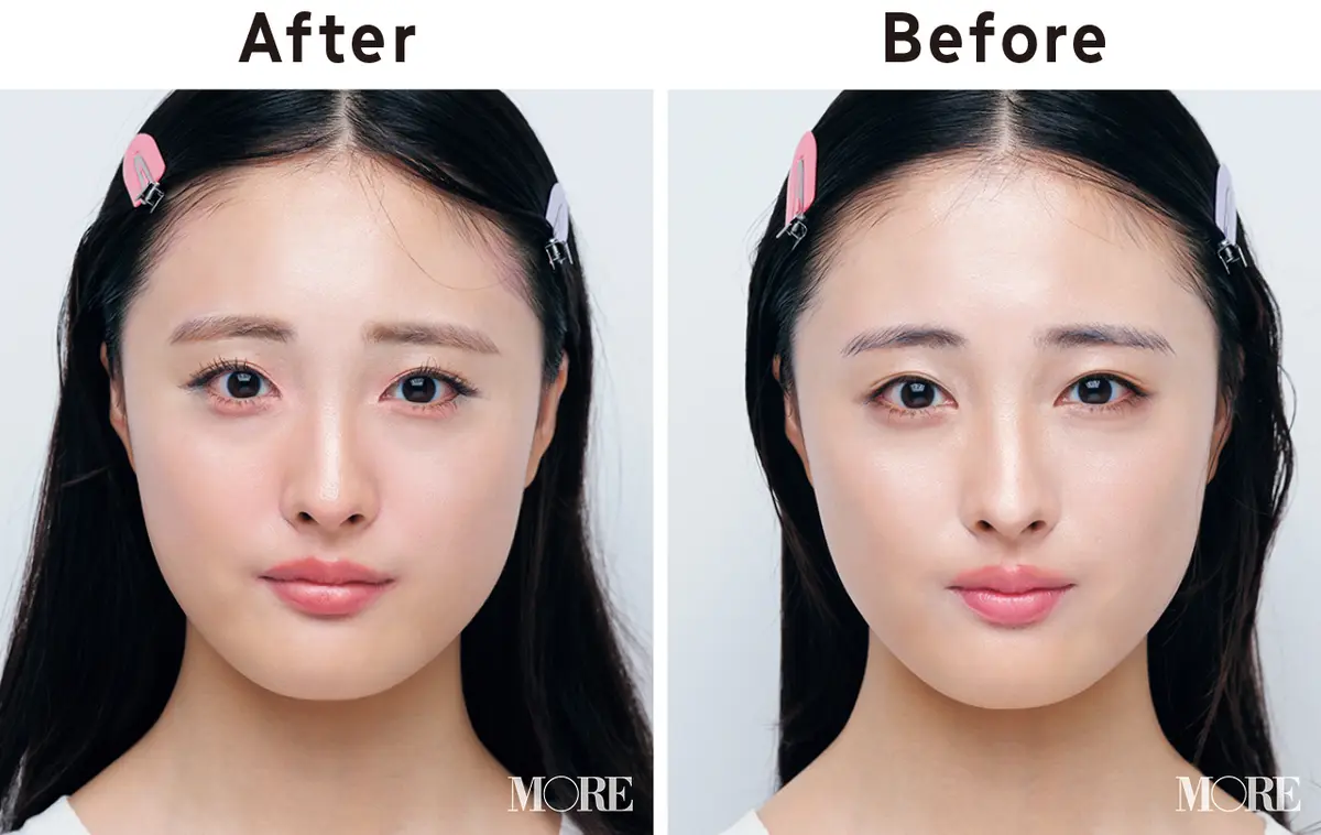 アイメイクでつくる小顔メイクのビフォーアフター