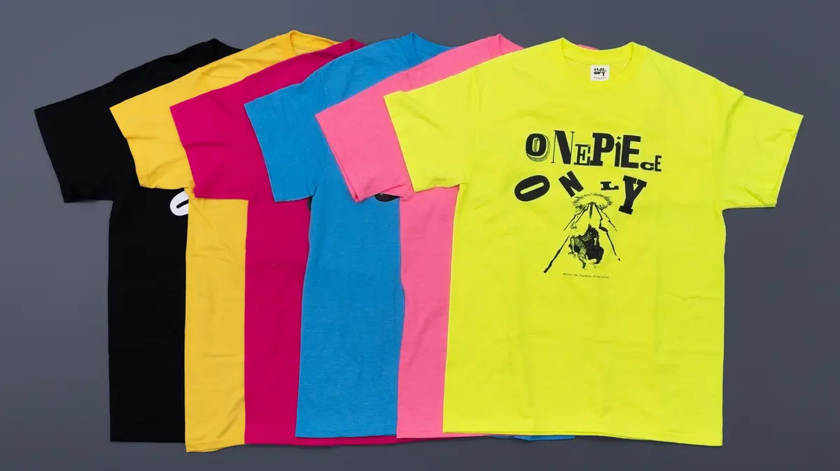 「ONE PIECE ONLY」展オリジナルTシャツ（CMYK＋蛍光イエロー＋蛍光ピンクの６色展開）※実際の商品は写真と異なる場合があります