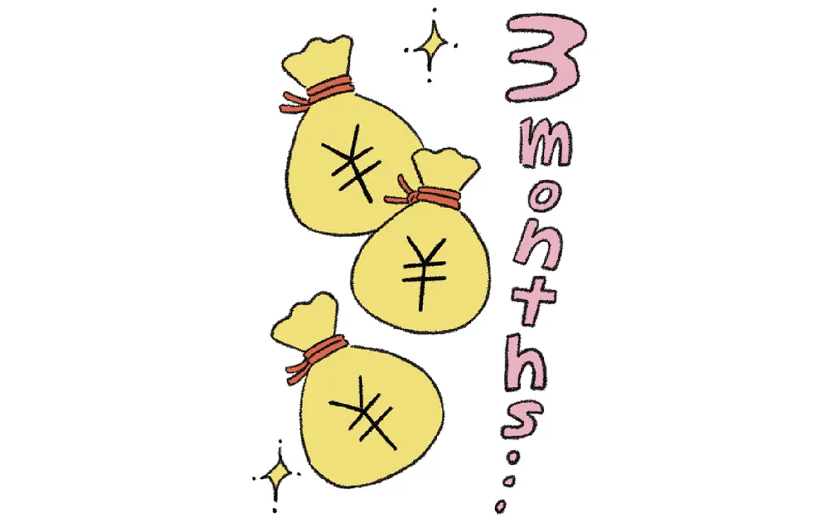 3months　お金のイラスト