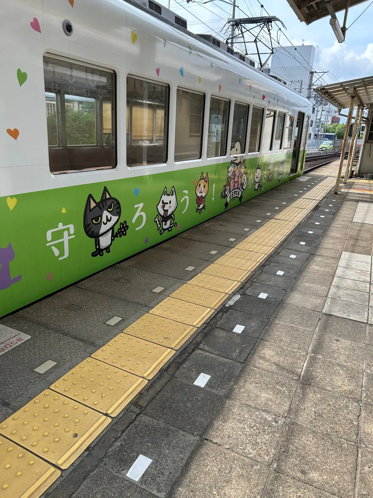 動物の絵が描かれている電車
