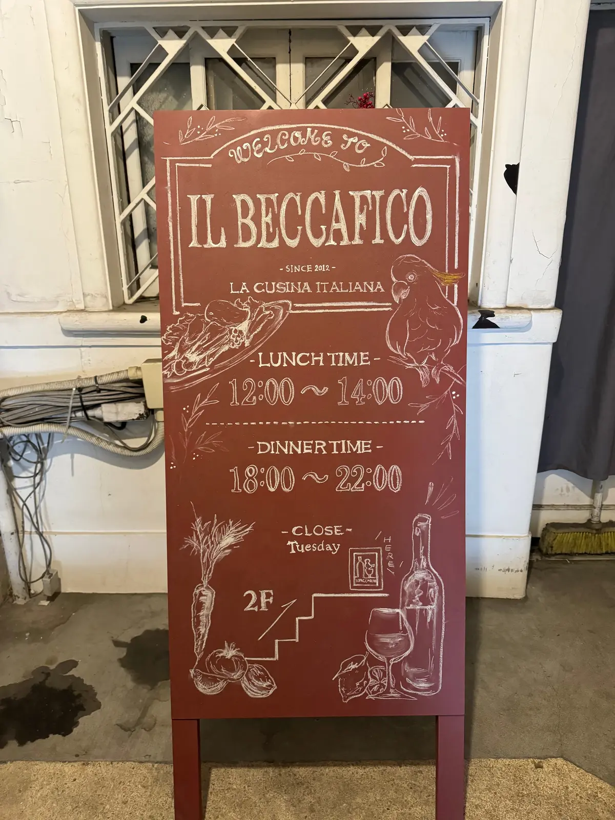 大阪にある隠れ家イタリアン「IL BECCAFICO」（イルベッカフィーコ）　外観　看板