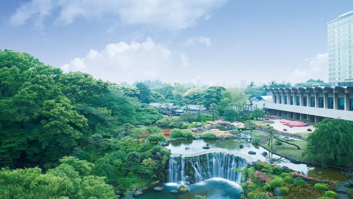 食事を楽しみながら、新緑の映える日本庭園を望める絶景ラウンジ