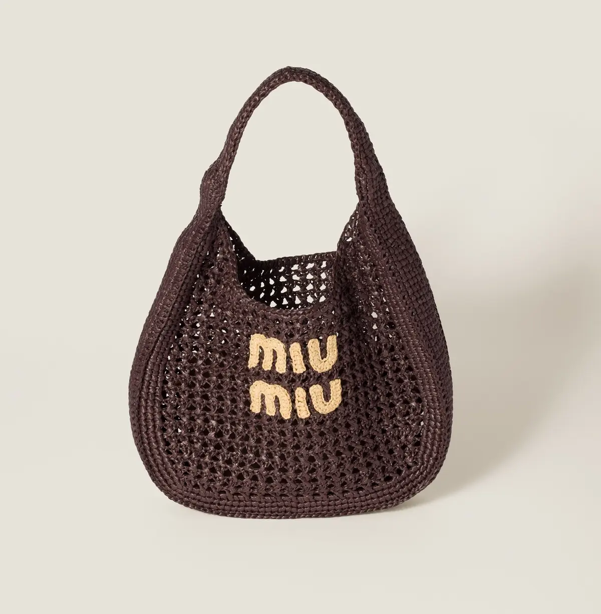 ミュウミュウの夏素材バッグブラウン