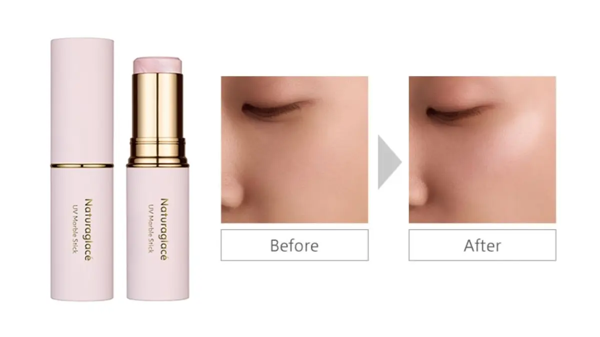 「ナチュラグラッセ　UVマーブルスティック」（SPF50+ PA+++）が限定発売。日焼け止め・下地・ハイライトの３役をこなす優れものです。 2025夏コスメ