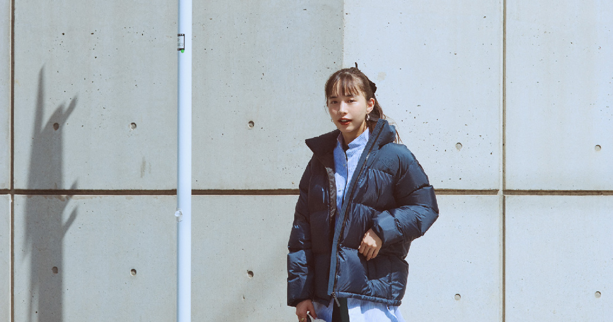 今日のコーデ】『ザ・ノース・フェイス』のダウン×ワンピースで軽快に