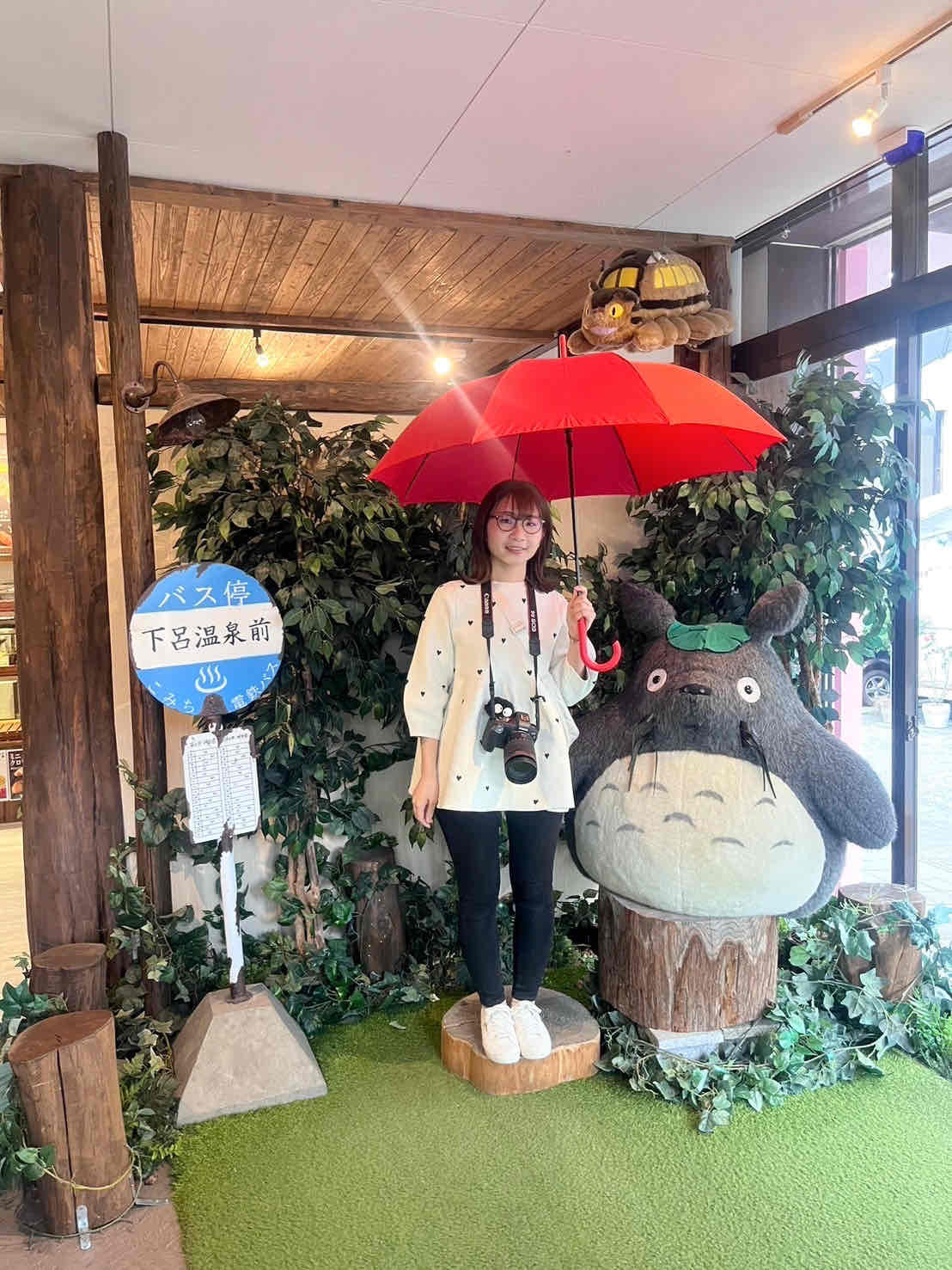 下呂温泉街　フォトスポット　トトロのバス停