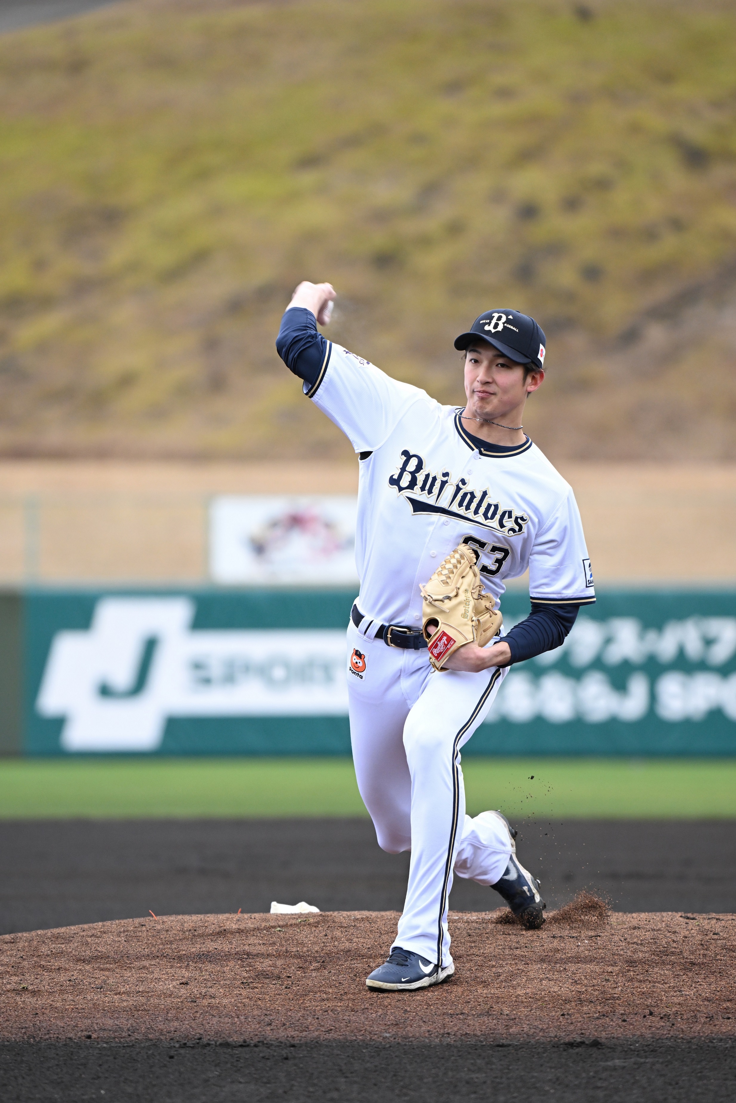 練習中の山崎颯一郎選手の写真