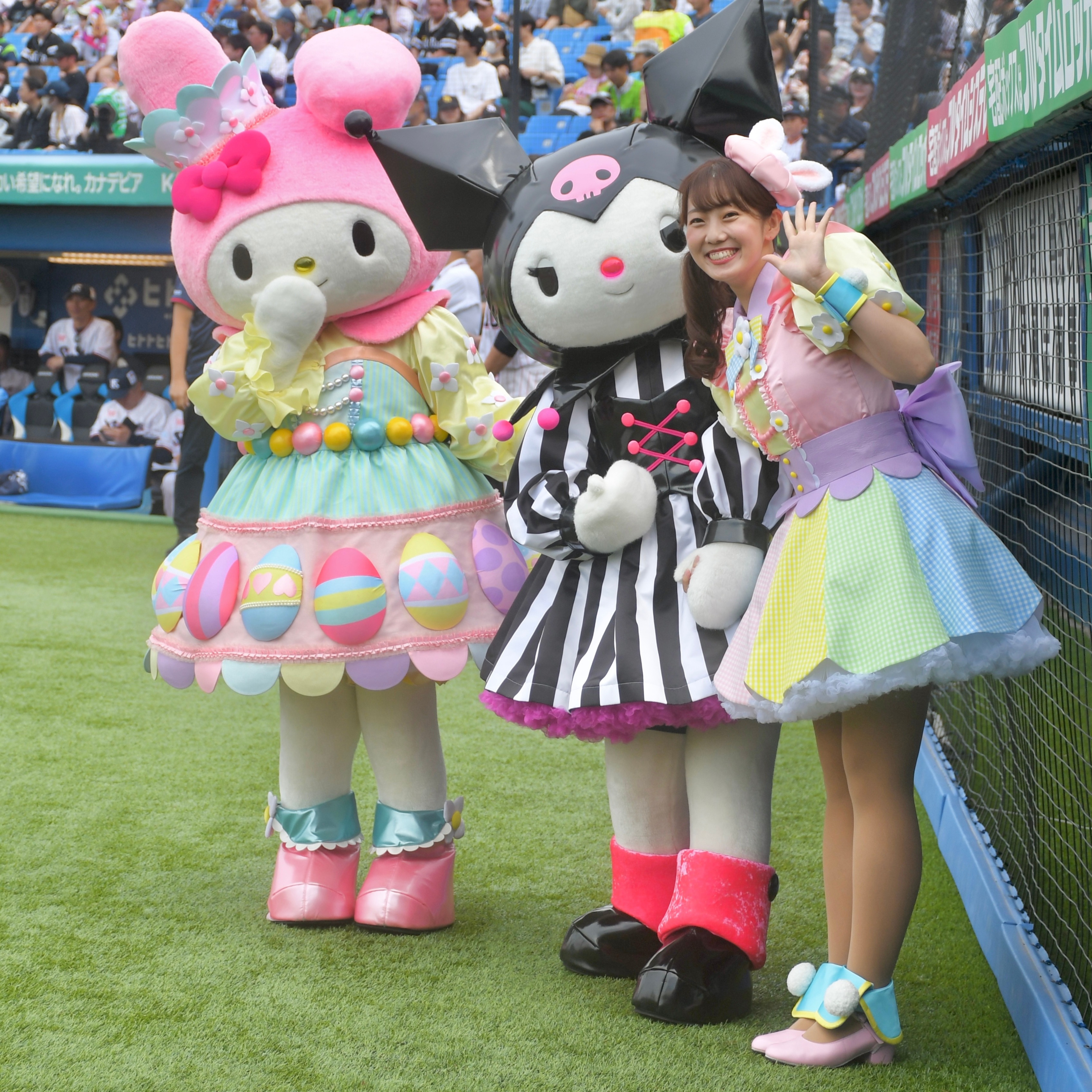 【野球観戦レポ】かわいさホームラン級♡マイメロディとクロミが神宮球場へやってきた！Happyくじ発売特別イベントのファーストピッチに潜入⚾️